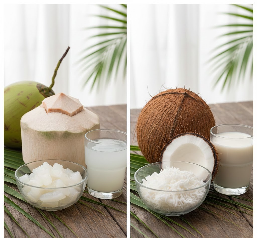 karakteristik kelapa muda dan tua