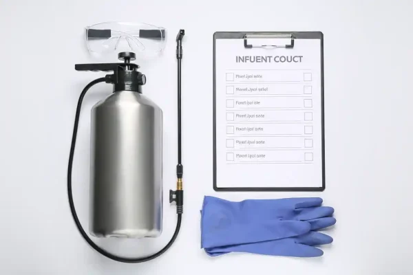 Petugas jasa anti rayap Banjarmasin memeriksa dinding rumah menggunakan senter secara profesional